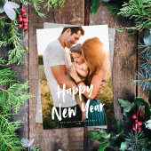 シックモダンスクリプトハッピーニューイヤーOne写真 シーズンカード