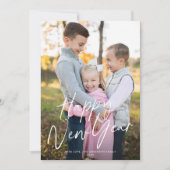 シックモダンスクリプトハッピーニューイヤーOne写真 シーズンカード (正面)