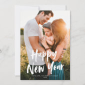 シックモダンスクリプトハッピーニューイヤーOne写真 シーズンカード (正面)