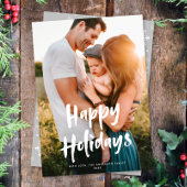 シックモダンスクリプトハッピーホリデーズワンフォト シーズンカード
