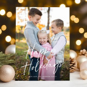 シックモダンスクリプトハッピーホリデーズワンフォト シーズンカード