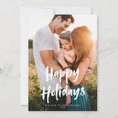 シックモダンスクリプトハッピーホリデーズワンフォト シーズンカード (正面)