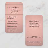 シックモダンスクリプトバラ金ゴールドフェイクフォイル垂直 予約カード (正面/裏面)