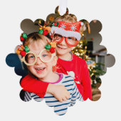 シックモダンスクリプトビッグフォトクリスマスホリデー オーナメントカード (正面)