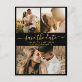 シックモダンスクリプトフォトコラージュ日付の保存 案内ポストカード (正面)