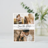 シックモダンスクリプトフォトコラージュ日付を保存Ann 案内ポストカード (スタンド正面)