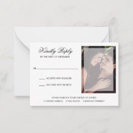 シックモダンスクリプトフォト結婚のミニRSVPカード ノートカード