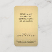 シックモダンスクリプトブラック&金ゴールドホイルフェイクバーティカル 予約カード (裏面)