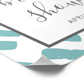 シックモダンスクリプトブルーブライダルシャワーウェルカムサイン ポスター (角)