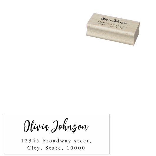 シックモダンスクリプトミニマリストアドレスラバースタンプ ラバースタンプ (押印)