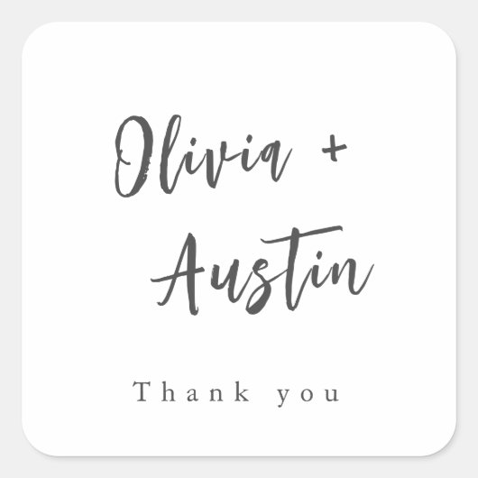 シックモダンスクリプトミニマル結婚式の引き出物 スクエアシール (正面)