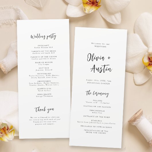 シックモダンスクリプトミニマル結婚式 プログラム