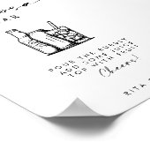 シックモダンスクリプトミモサバー結婚のサイン ポスター (角)