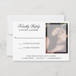 シックモダンスクリプトミール結婚写真 出欠カード