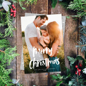 シックモダンスクリプトメリークリスマスワンフォト シーズンカード