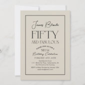 シックモダンスクリプトメンズ50歳の誕生日パーティー 招待状 (正面)