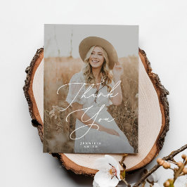 シックモダンスクリプト卒業写真サンキューカード 招待状