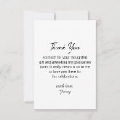 シックモダンスクリプト卒業写真ミニマル サンキューカード (裏面)