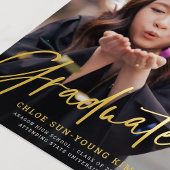 シックモダンスクリプト大学院写真卒業金ゴールド 箔招待状