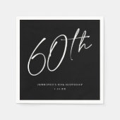 シックモダンスクリプト第60回誕生日パーティー スタンダードカクテルナプキン (正面)