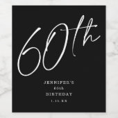 シックモダンスクリプト第60回誕生日パーティー ワインラベル (シングルラベル)