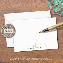 シックモダンスクリプト金ゴールドモノグラムイニシャルミニマル ノートカード