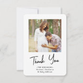 シックモダンスクリプト2フォトベビーシャワーありがとう サンキューカード (正面)