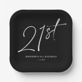 シックモダンスクリプト21歳21歳の誕生日パーティー ペーパープレート (正面)