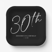 シックモダンスクリプト30歳の誕生日パーティー ペーパープレート (正面)