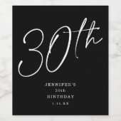 シックモダンスクリプト30歳の誕生日パーティー ワインラベル (シングルラベル)