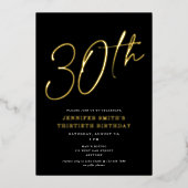 シックモダンスクリプト30歳の誕生日パーティー 箔招待状 (正面)