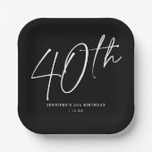 シックモダンスクリプト40歳の誕生日パーティー ペーパープレート (正面)