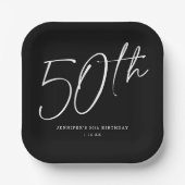 シックモダンスクリプト50歳50歳の誕生日パーティー ペーパープレート (正面)