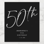 シックモダンスクリプト50歳50歳の誕生日パーティー ワインラベル (シングルラベル)