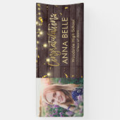 シックモダンスクリプ素朴ト金ゴールド卒業写真 横断幕 (縦)