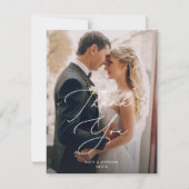 シックモダンスクリプ結婚トの2枚の写真 サンキューカード (正面)