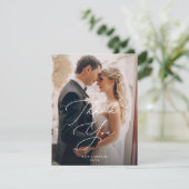 シックモダンスクリプ結婚トの2枚の写真 サンキューカード (スタンド正面)