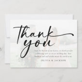 シックモダンスクリプ結婚ト写真 サンキューカード (正面)