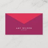 シックモダンスタイリストカラーブロックピンクパープル 名刺 (正面)