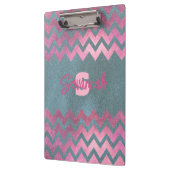 シックモダンスタイリッシュピンクとグレーシェブロン クリップボード (左)