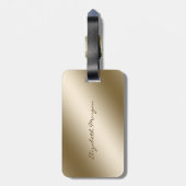 シックモダンスタイリッシュ金ゴールドゾウパーソナライズされたン ラゲッジタグ (裏面縦)