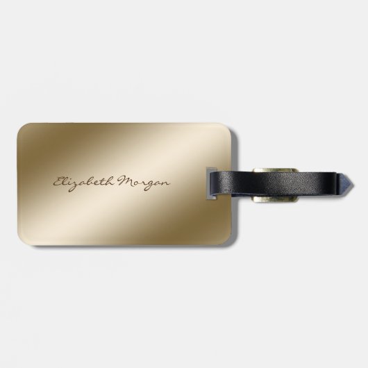 シックモダンスタイリッシュ金ゴールドゾウパーソナライズされたン ラゲッジタグ (裏面横)