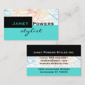 シックモダンスチリストブルーカスタムアクア名刺 名刺 (正面/裏面)