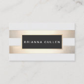 シックモダンストライプのゴールドフォイル(画像)とブラック 名刺 (正面)