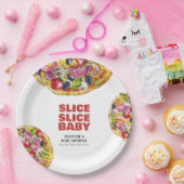 シックモダンスライスイタリアンピザ赤ちゃんシャワー ペーパープレート (パーティー)