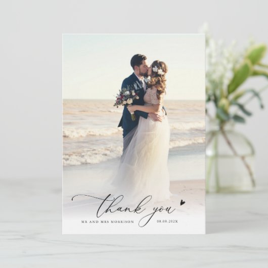 シックモダンス結婚ト写真感謝していユー サンキューカード (スタンド正面)