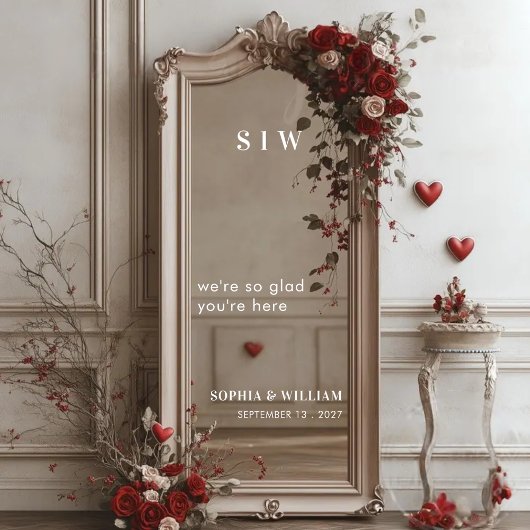 シックモダンセルフィー鏡結婚ウェルカムデカール ウィンドウサイン