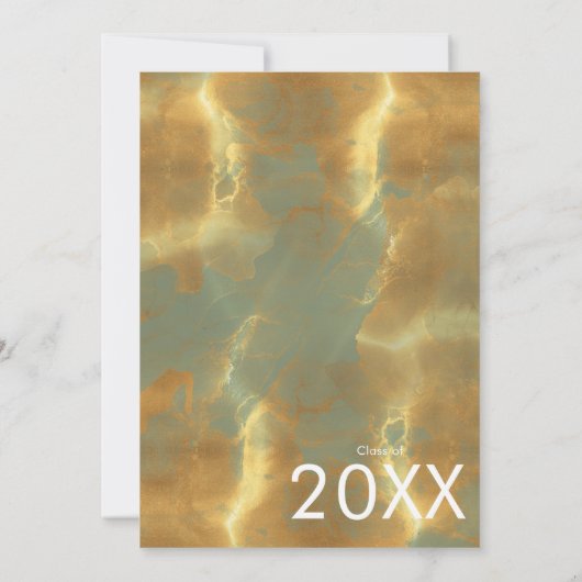 シックモダンセージグリーンと金ゴールド卒業パーティー 招待状 (裏面)