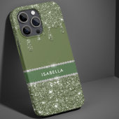 シックモダンセージグリーングリッタースパークルダイヤモンド Case-Mate iPhoneケース