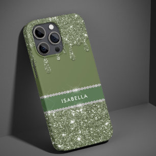 シックモダンセージグリーングリッタースパークルダイヤモンド Case-Mate iPhone 14 PROケース